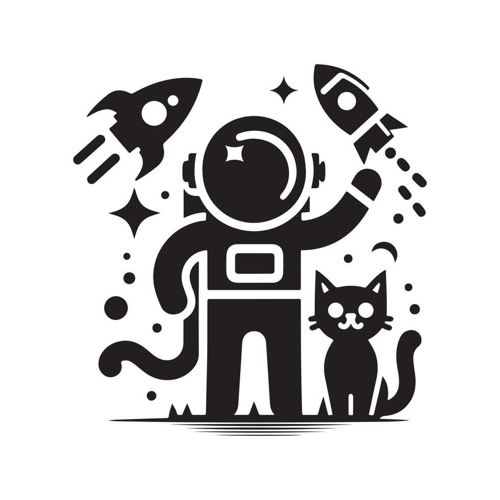 Illustration of Astronaut Space Cat vector