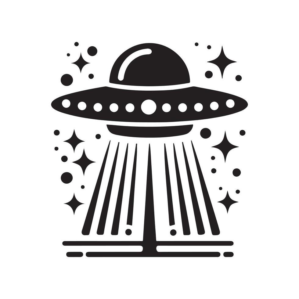 Unique UFO Silhouette in Black vector