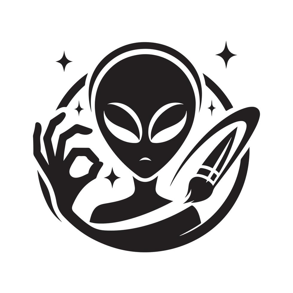 Alien Black Silhouette for Creative Projects vector