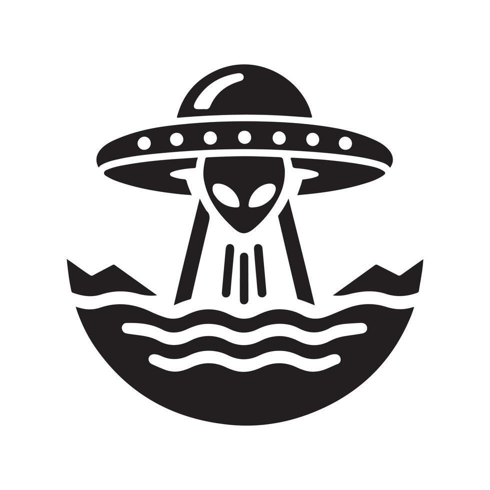 Alien Fairies UFO Black Silhouette for Web vector