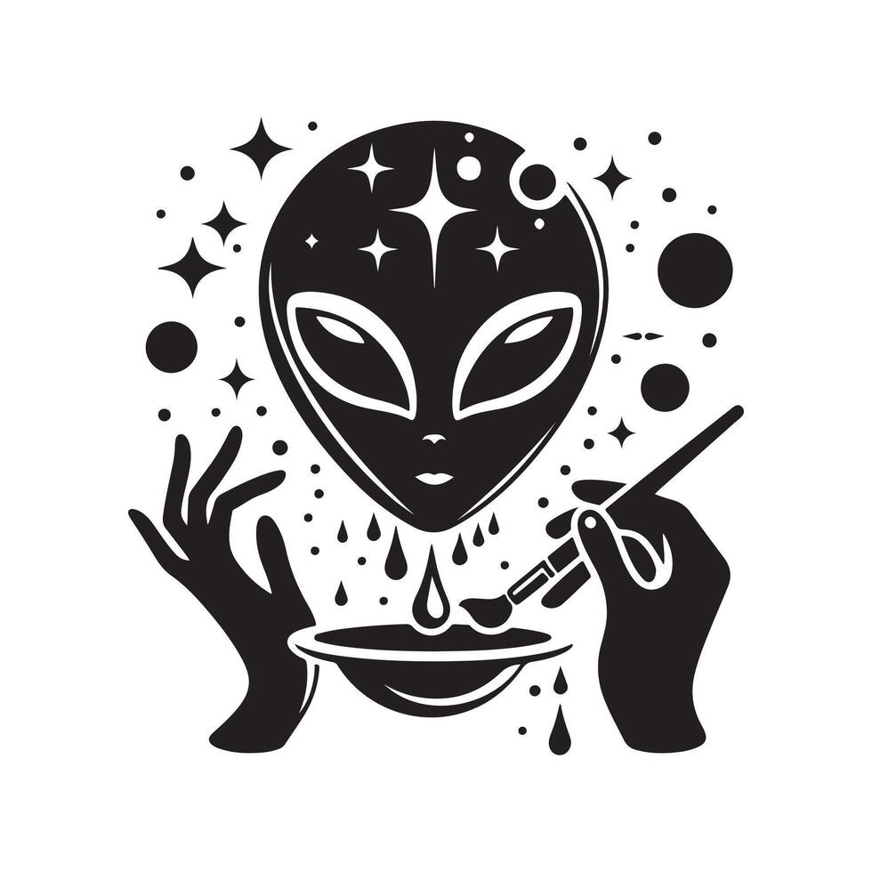 Mysterious Alien Silhouette in Black vector