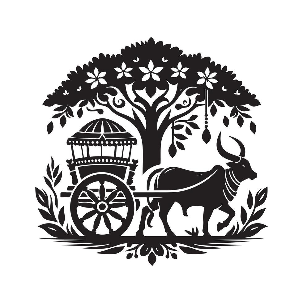 Black Bullock Cart Cat for Art Enthusiasts vector