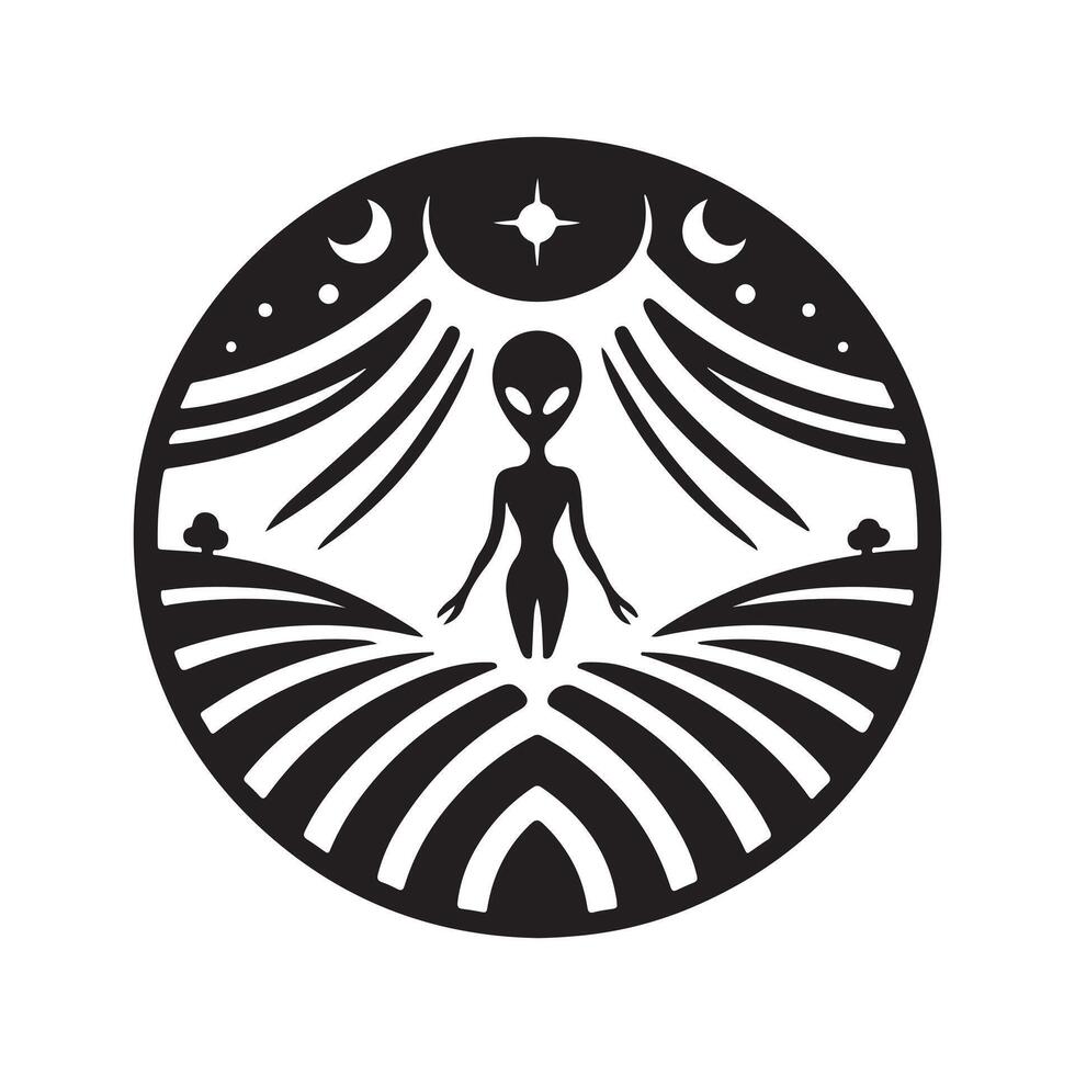 Black Silhouette Alien Illustration for Web vector