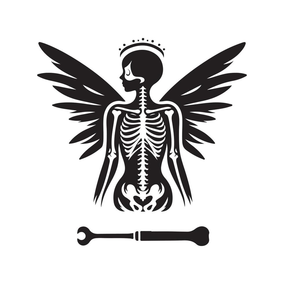 Bone Fairies Black Silhouette for Merchandise vector