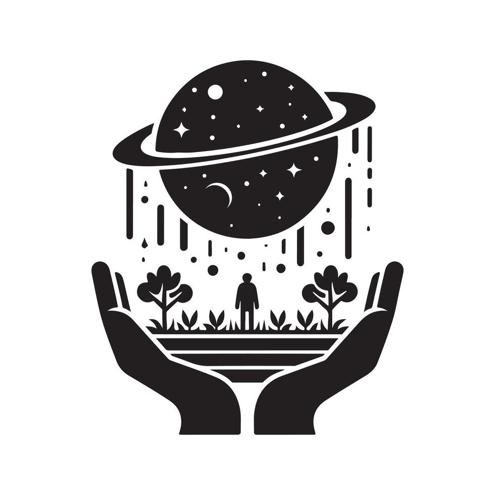 Professional Space Garden Black Silhouette Art vector
