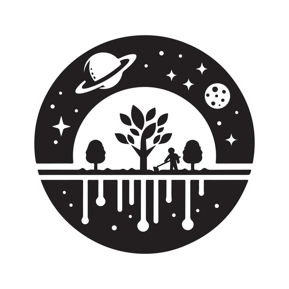 Floating Garden Black Vectors Art for Designers