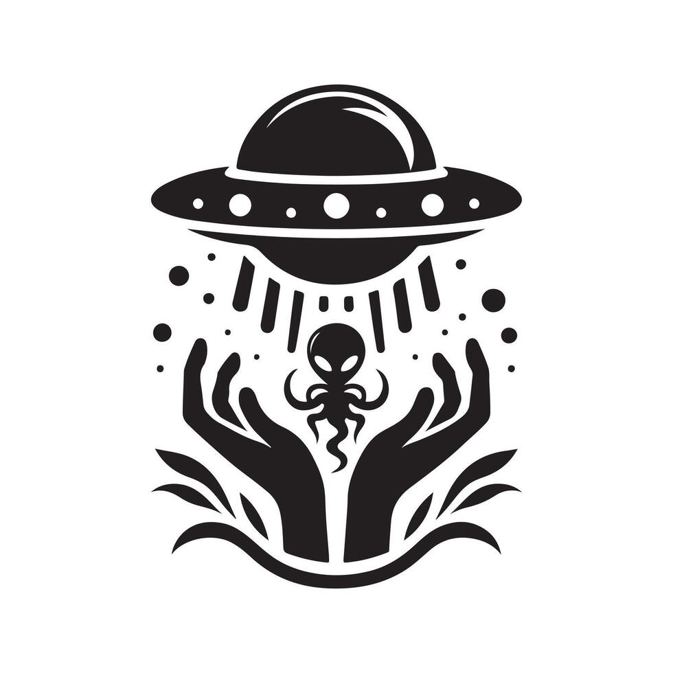 UFO Alien Fairies Silhouette for Logos vector