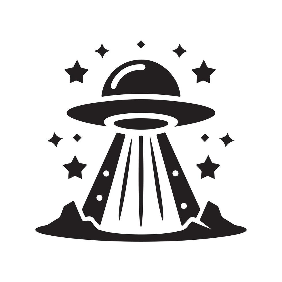Black UFO Alien Fairies Art for Projects vector