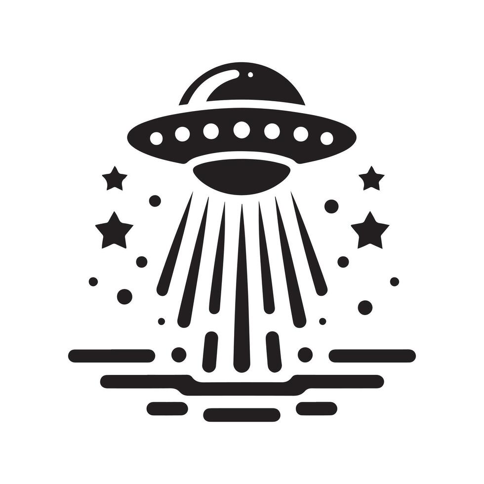 Design of UFO Alien Fairies Black Silhouette vector