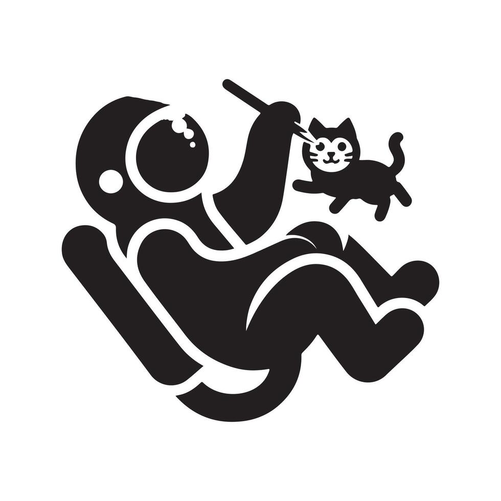 Unique Astronaut Cat Black Silhouette for Creative Designs vector