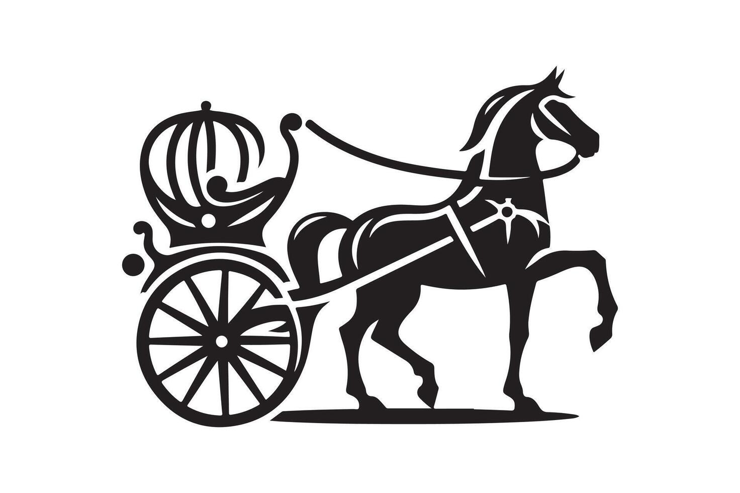 Customizable Black Horse Carriage Illustration vector