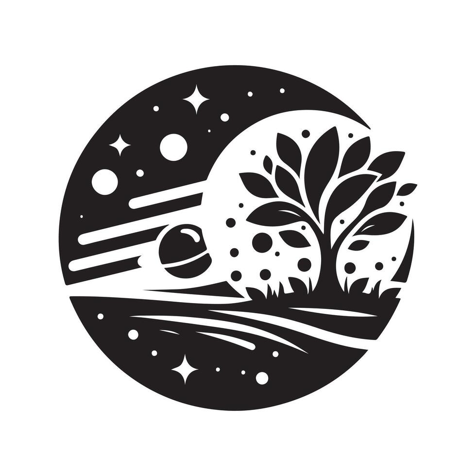 Black Silhouette of a Sci Fi Floating Garden vector