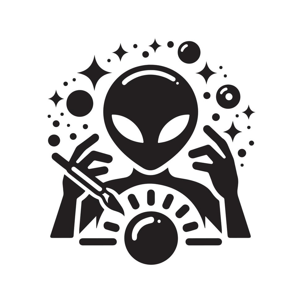 Black Alien Silhouette for Creative Design vector