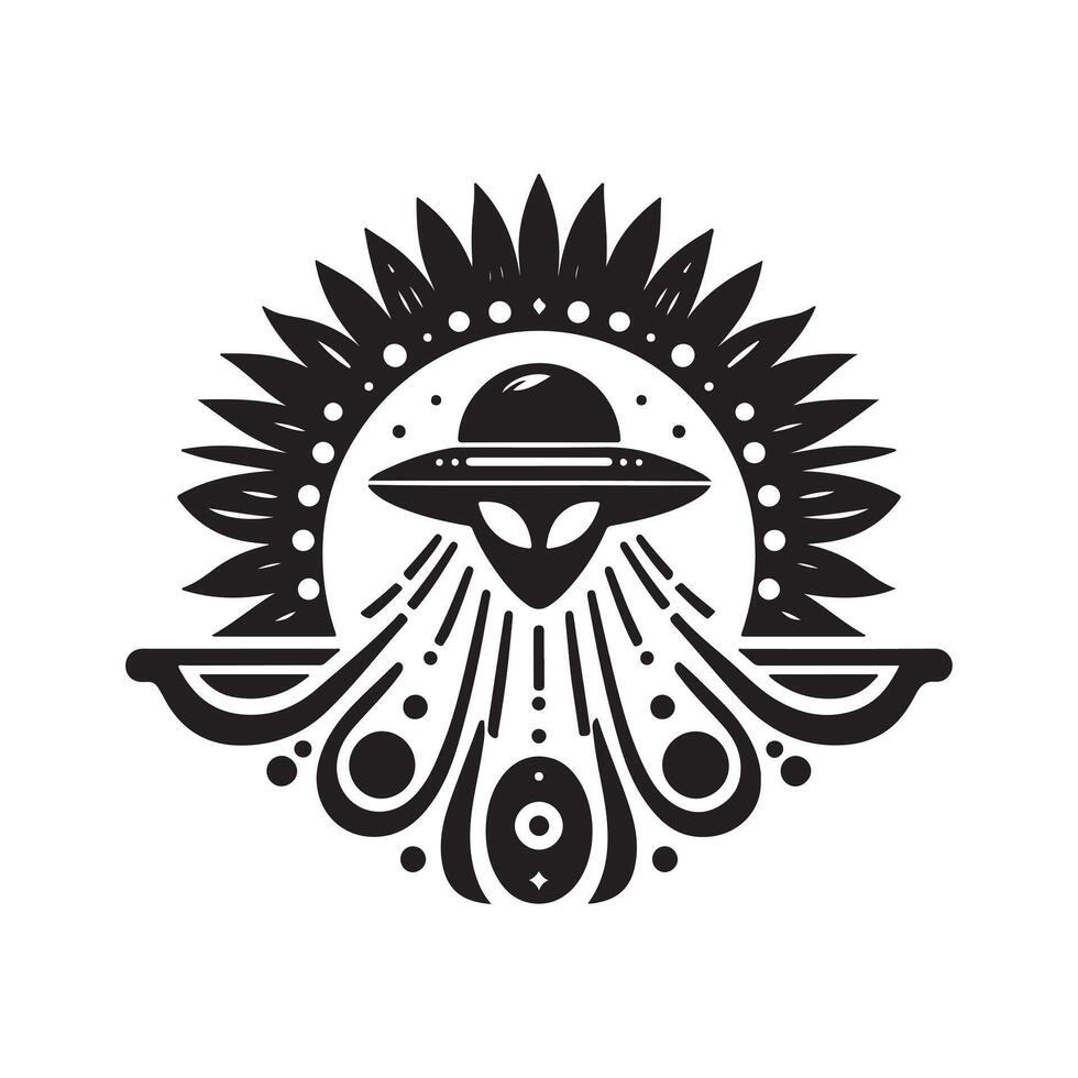 UFO Alien Fairies Black Graphic for Flyers vector