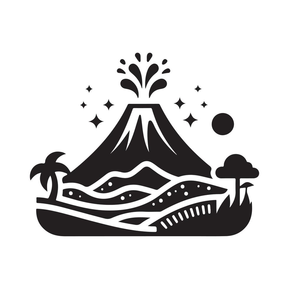 Volcano Black Silhouette for Logo Design vector