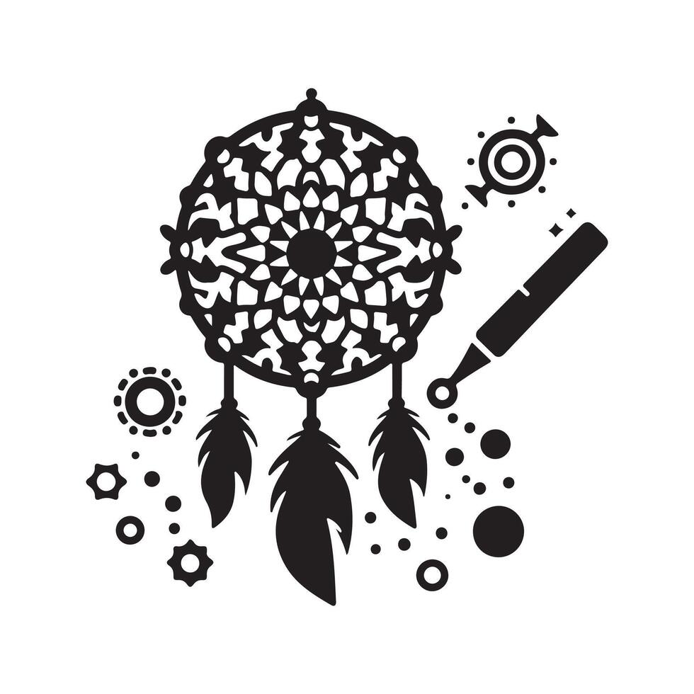 High Resolution Dream Catcher Black Art vector