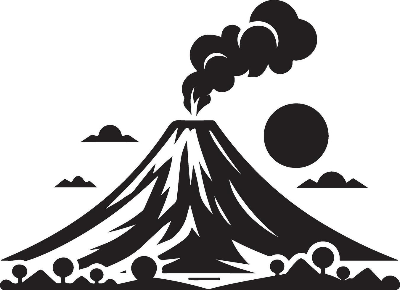 Stunning Black Volcano Silhouette Design vector