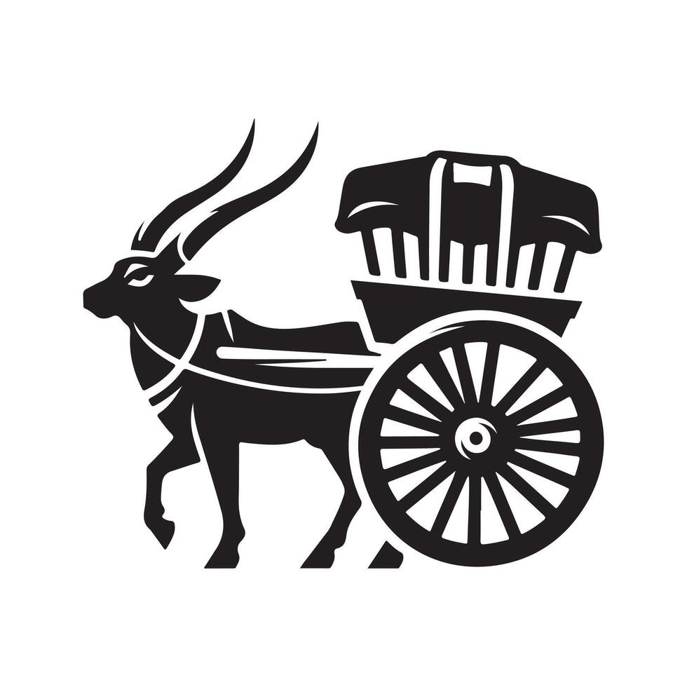 Bullock Cart Cat Silhouette for Web and Print vector