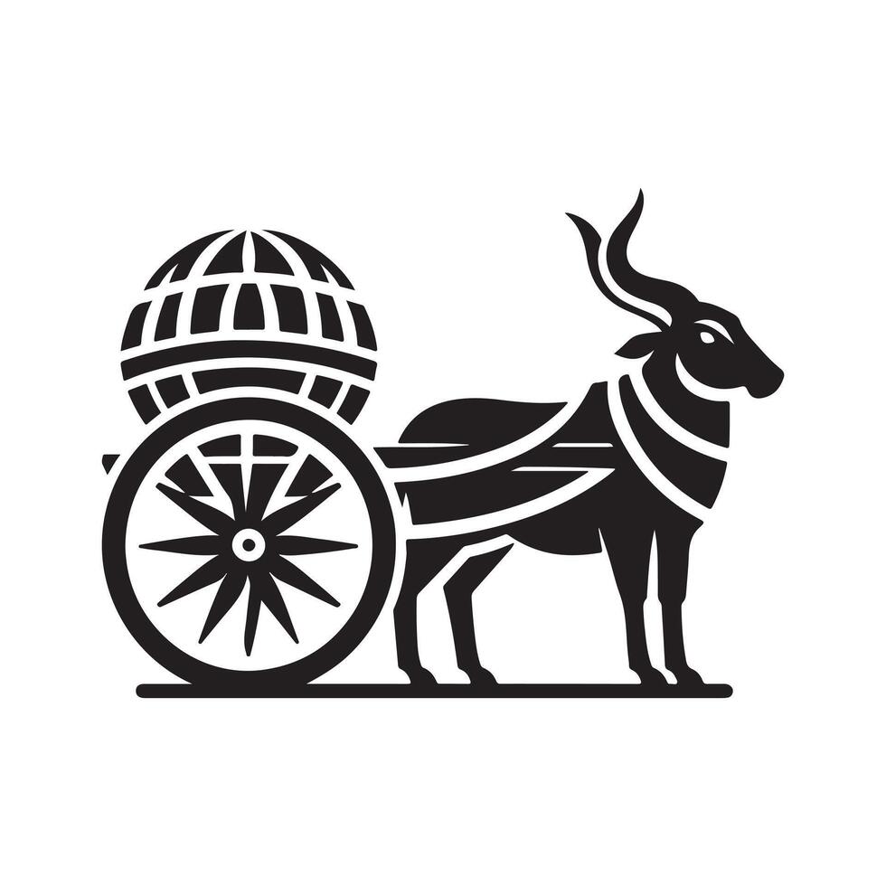 Minimalist Bullock Cart Cat Illustration vector