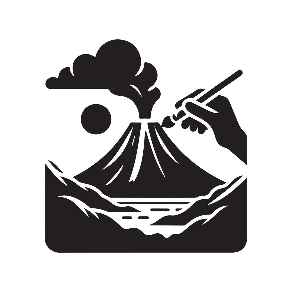 High Resolution Black Volcano Image vector