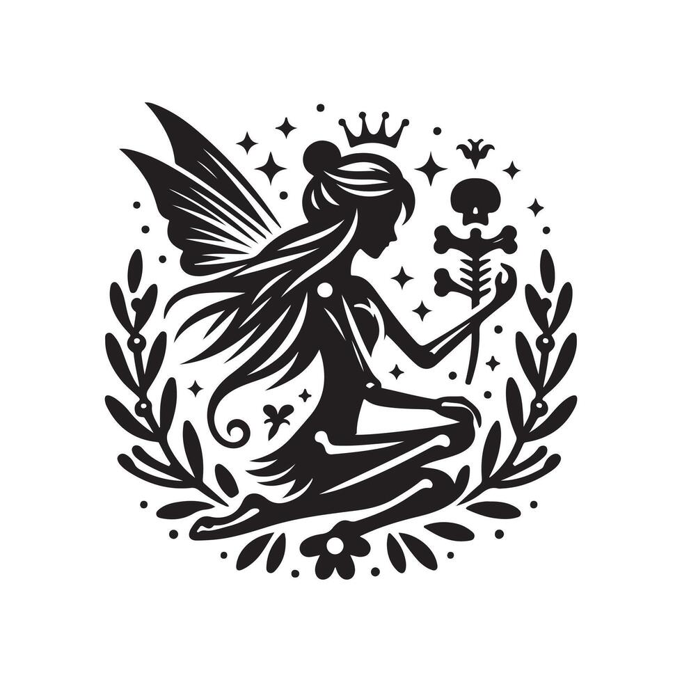 Bone Fairies Black Silhouette for Digital Use vector