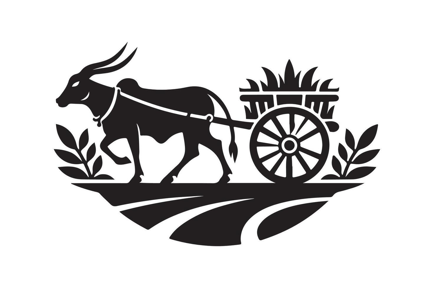 Elegant Bullock Cart Cat for Branding vector