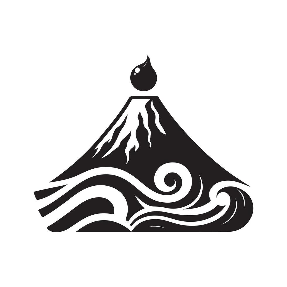 Black Volcano Silhouette Clipart for Logos vector