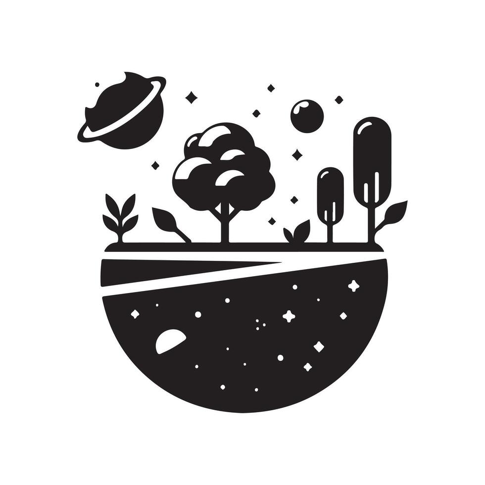 Elegant Black Silhouette of a Floating Garden vector