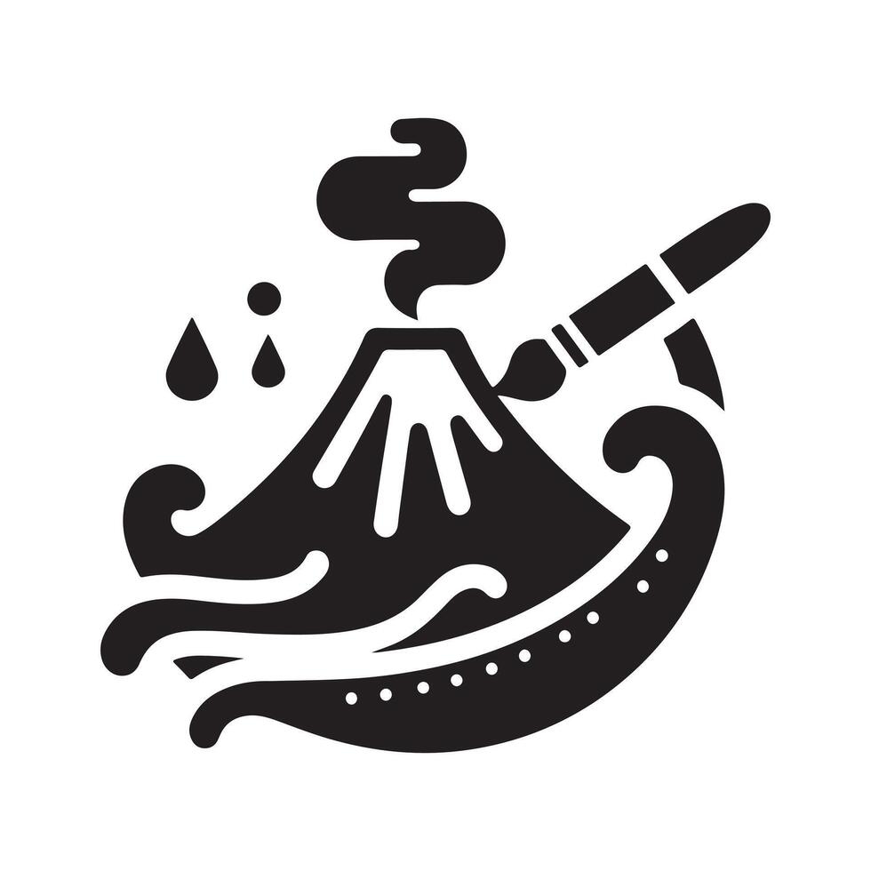 Volcano Black Silhouette for Creative Use vector