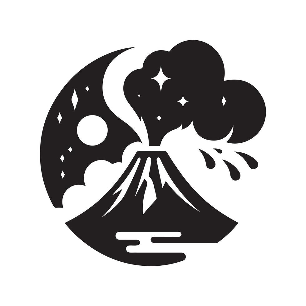 Volcano Silhouette Black for Marketing vector