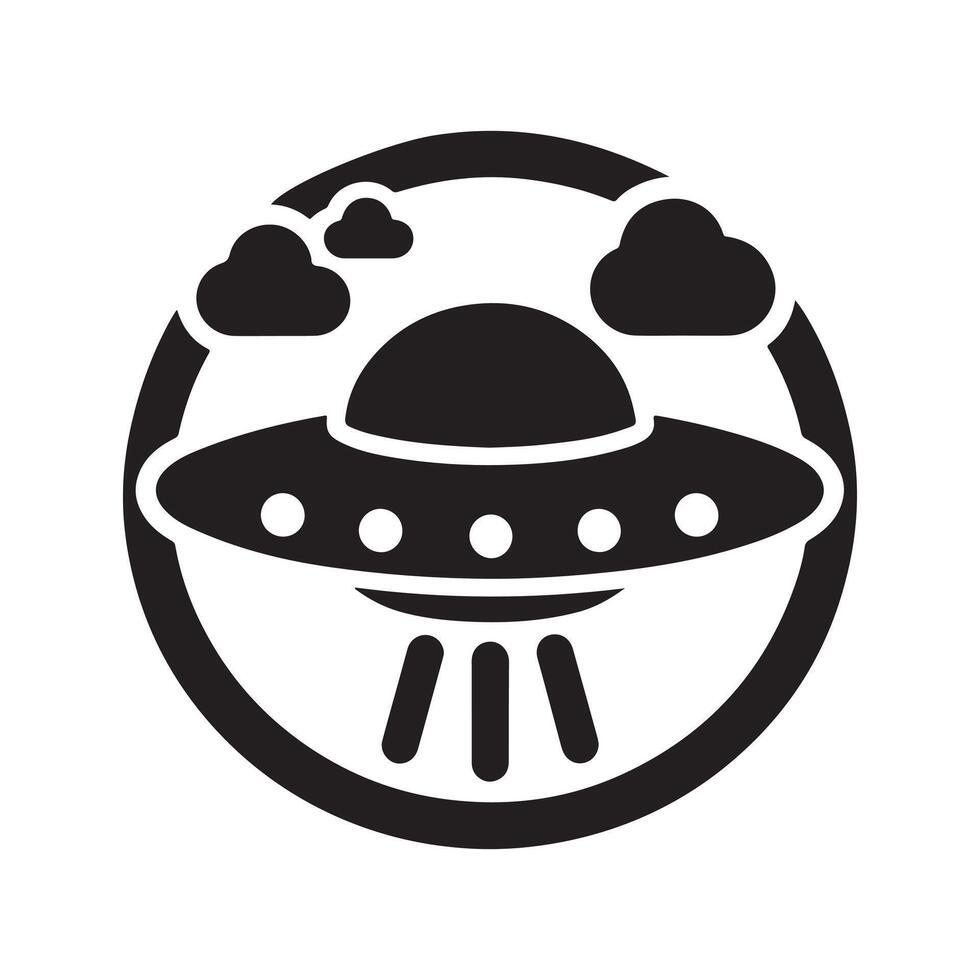 UFO Silhouette Clipart Black Design vector