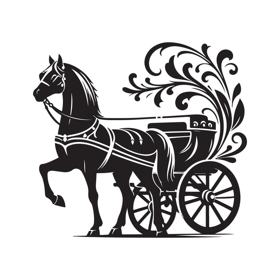 Vintage Black Horse Carriage Artwork vector