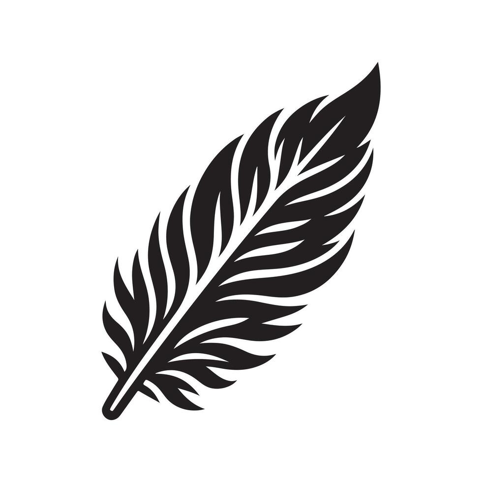 Artistic Feather Black Silhouette Illustration vector