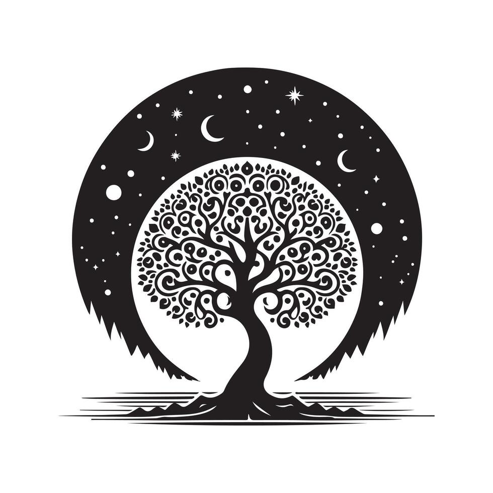 Black Silhouette of Tree of Life Design vector