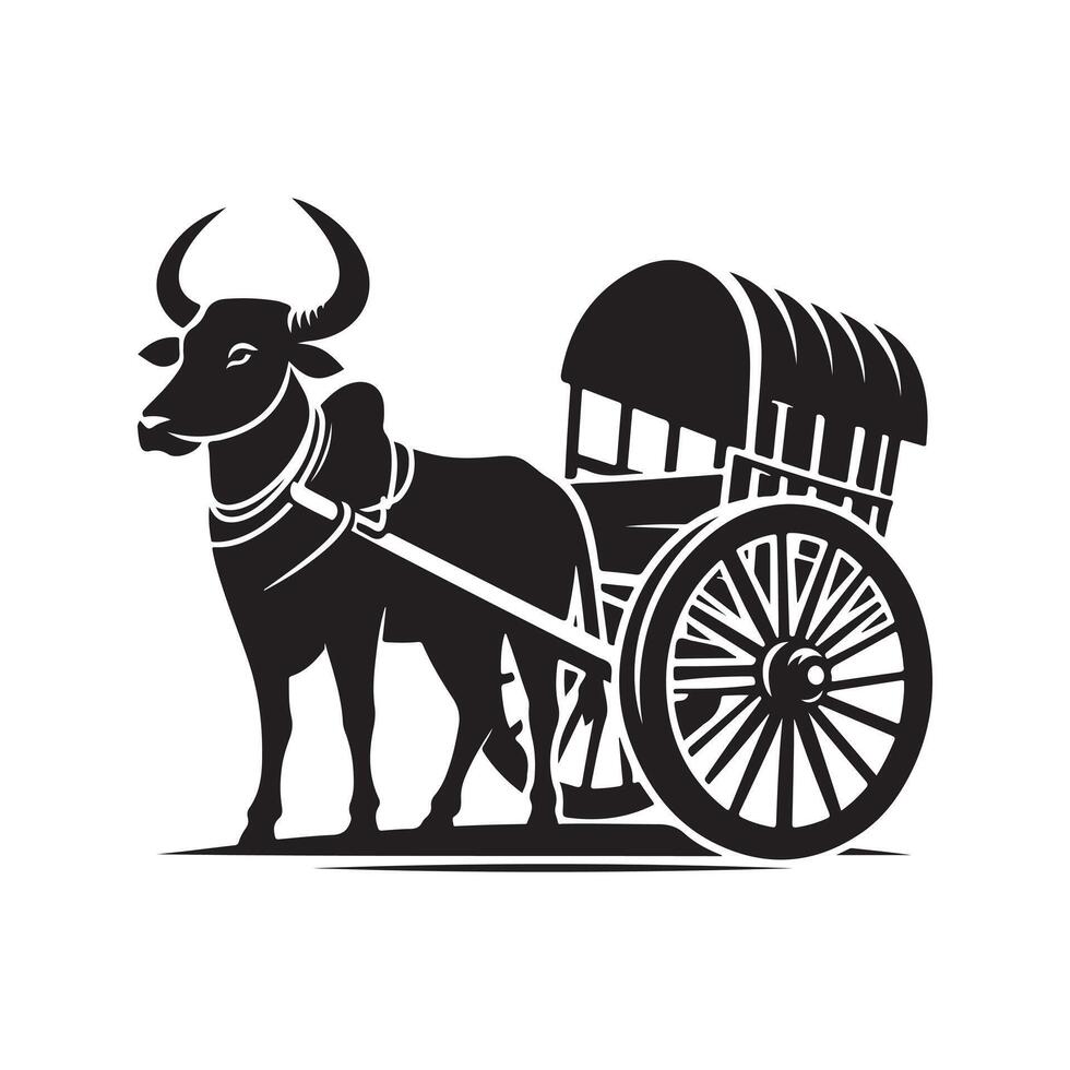 Unique Bullock Cart Cat for DIY Projects vector