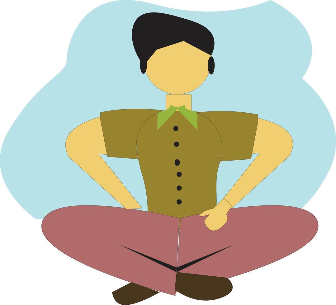 a man sitting in the lotus position with his hands crossed vector