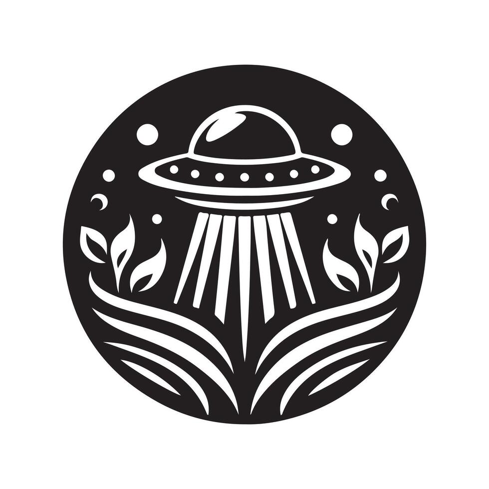 Alien Fairies UFO Silhouette Black Image vector