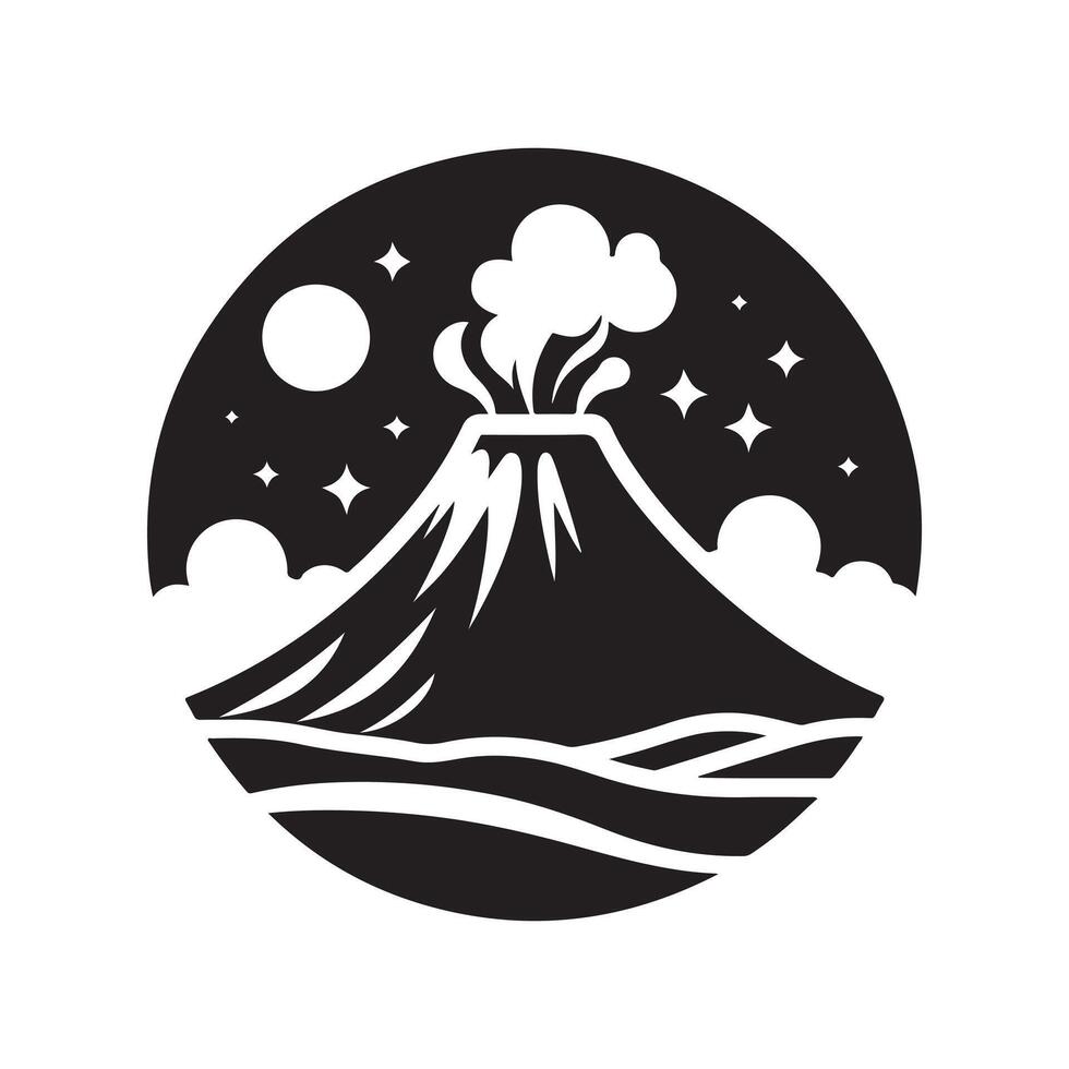 Classic Volcano Black Silhouette Graphic vector