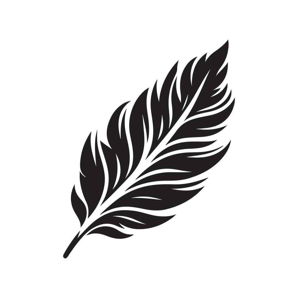 Feather Black Silhouette for Visual Projects vector