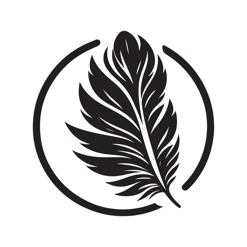 Minimalist Feather Silhouette Black Graphic vector