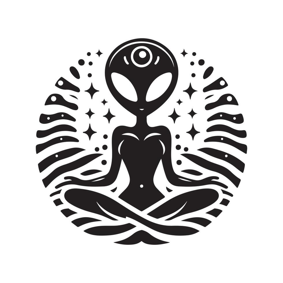 Alien Silhouette Art for Logos and Icons vector