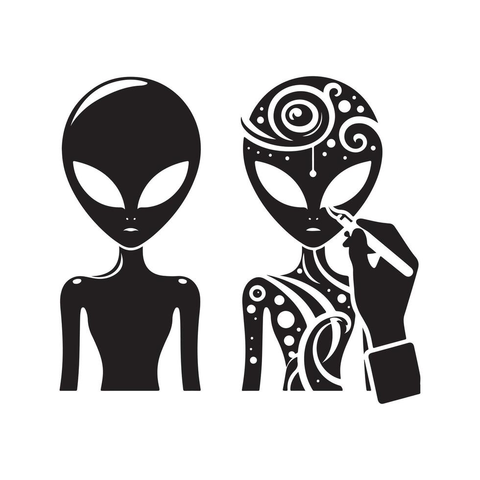 Unique Alien Black Silhouette Graphic vector