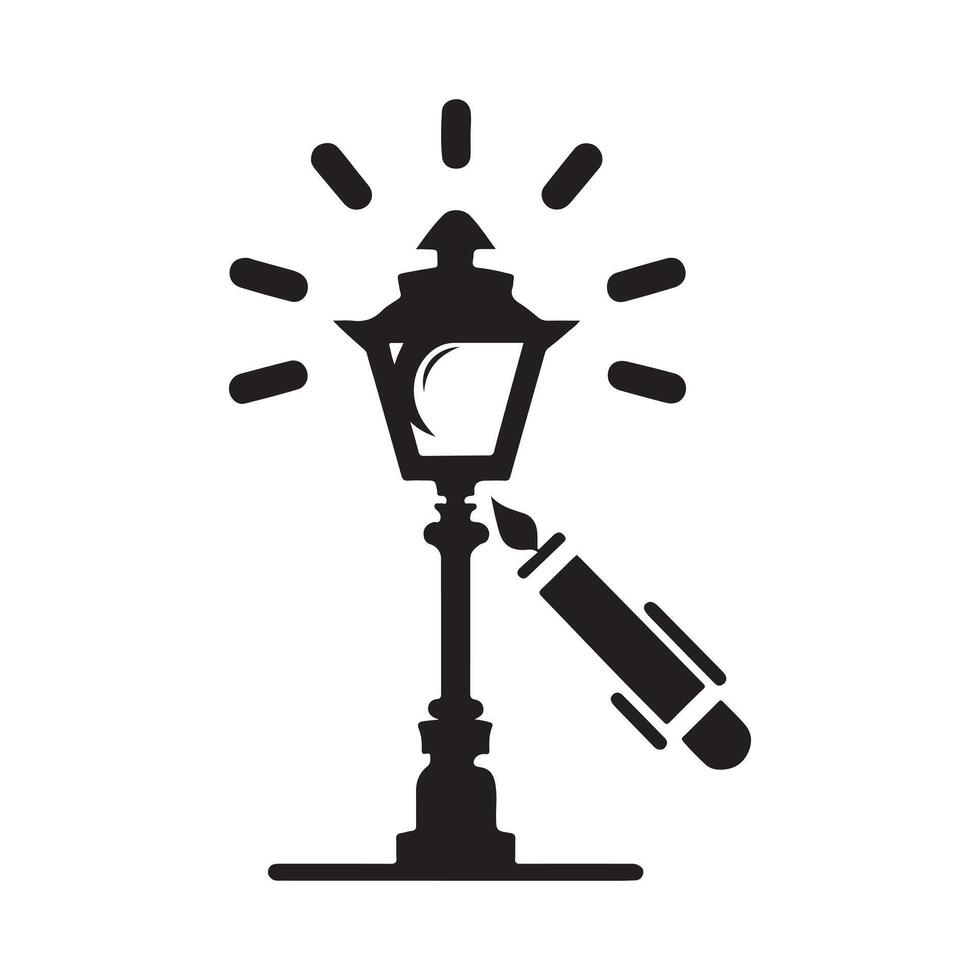Retro Street Light Silhouette Icon vector