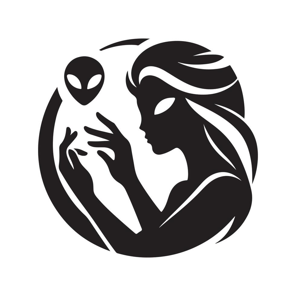 Futuristic Black Alien Silhouette for Digital Art vector