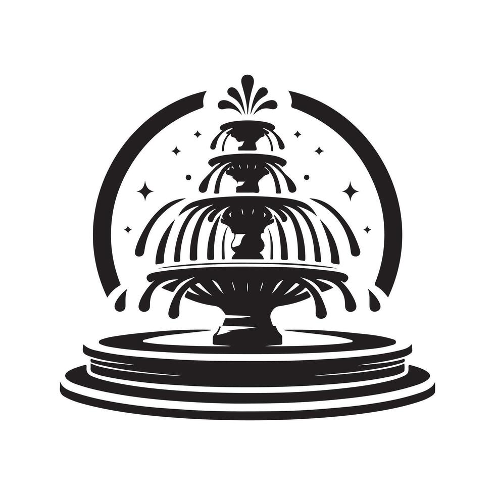 Simple Artificial Fountain Black Silhouette vector