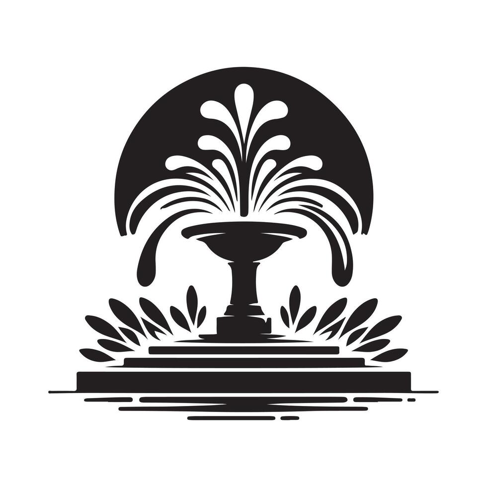 Modern Artificial Fountain Black Silhouette vector