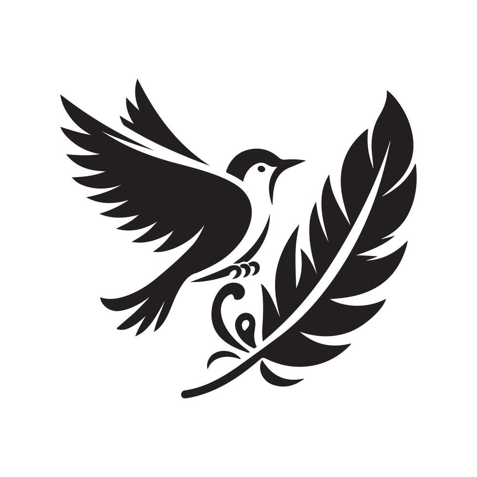 Feather Silhouette Black Clipart for Icons vector