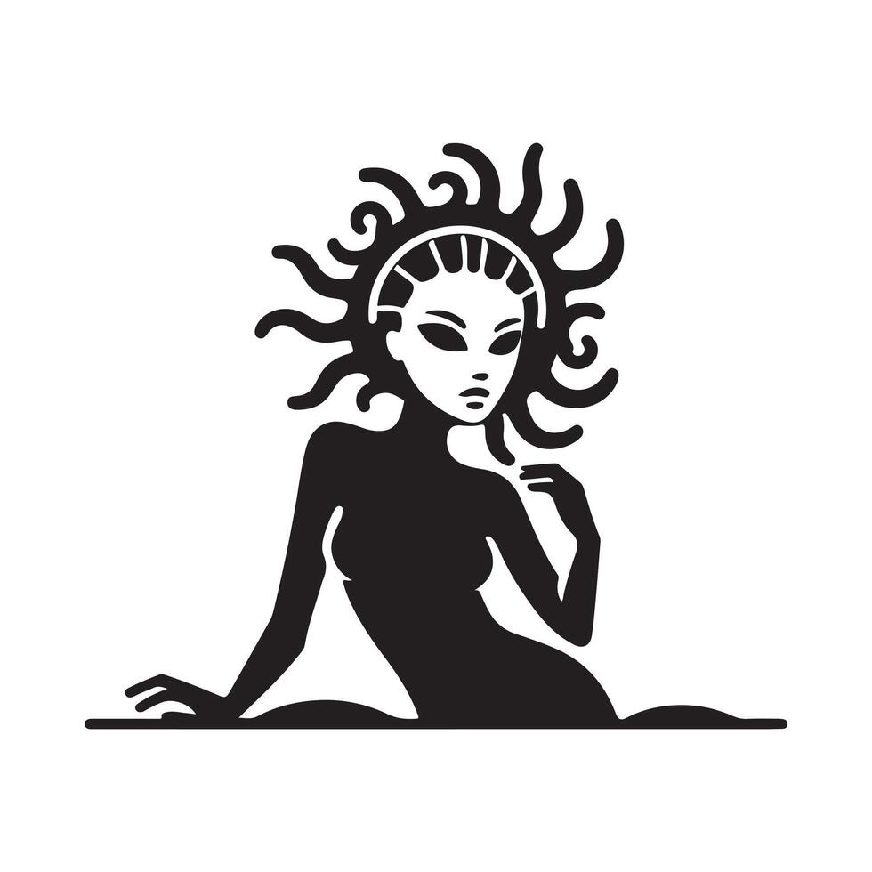 Alien Black Silhouette for Sci-Fi Projects vector