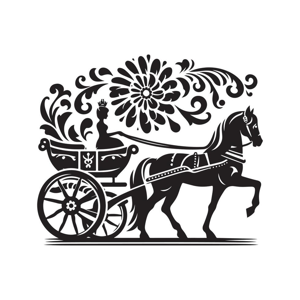 Horse Carriage Black Graphic for Logos vector