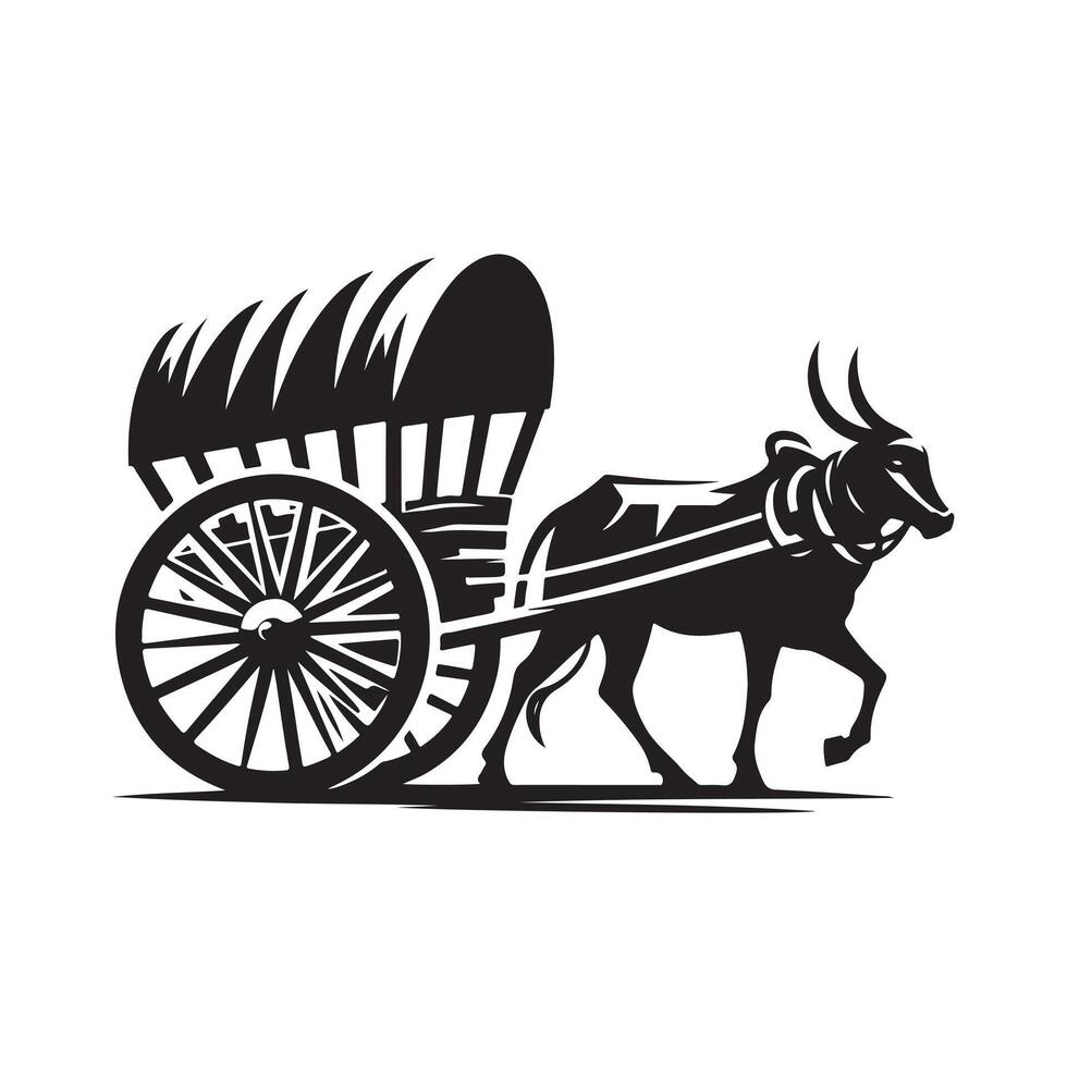 Bullock Cart Cat for Marketing Materials vector